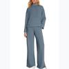 Women's Fashion Casual Color Loose Mock Neck Sweatshirt Suit