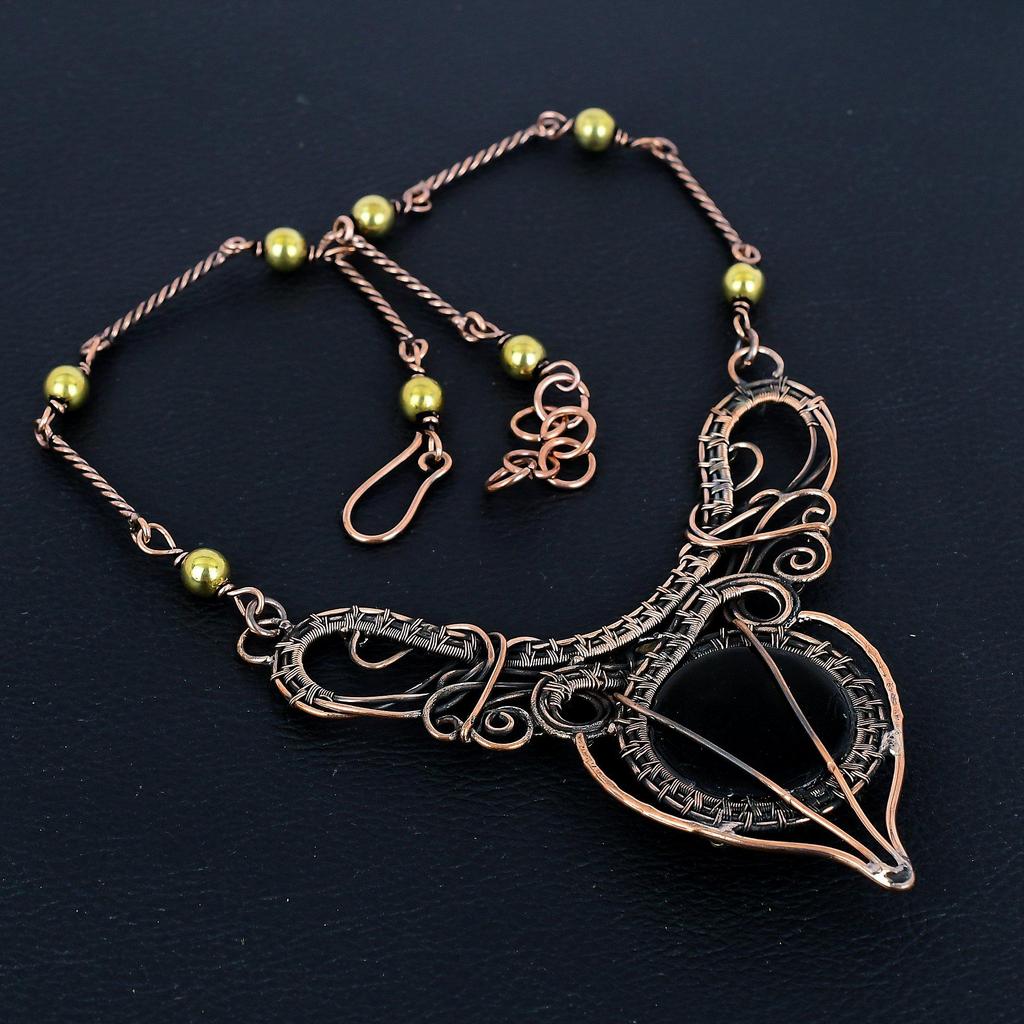 Peridot Handmade Gemstone Necklace, 999 Copper Wire Wrapped Necklace Antique Jewelry, For Engagement Gift