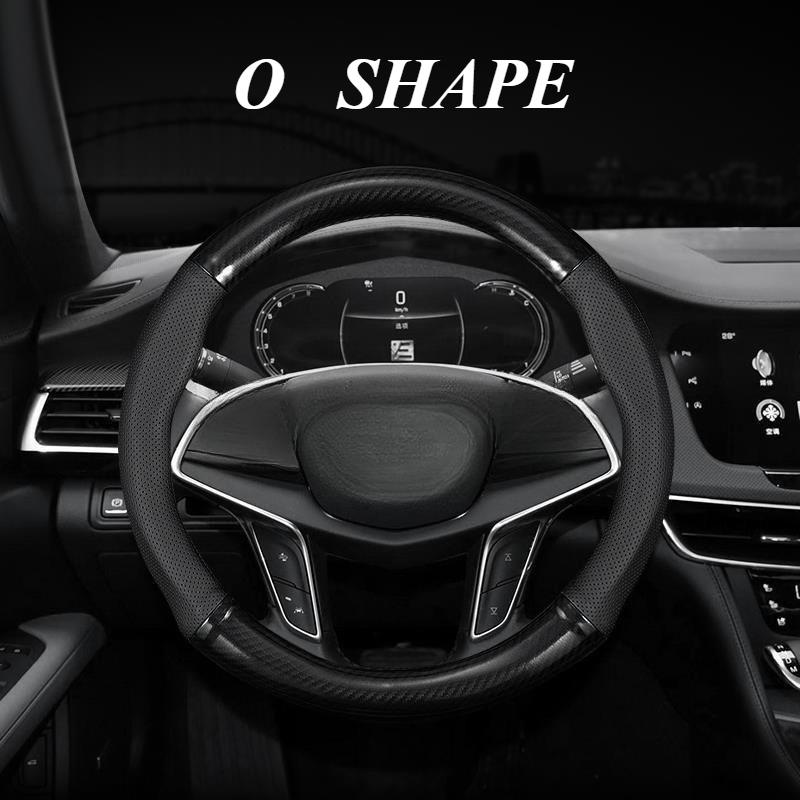 38cm Car Steering Wheel Cover Carbon Fiber Leather For 2017- Volkswagen Tiguan MK2 Passat B6 Arteon Touran Tiguan ID4 Etc