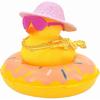 Duck Car Ornaments Yellow Duck Car Dashboard Decorations Set with Sunglasses, Swimming Ring Kids Bath Toys Home Duck Decoration