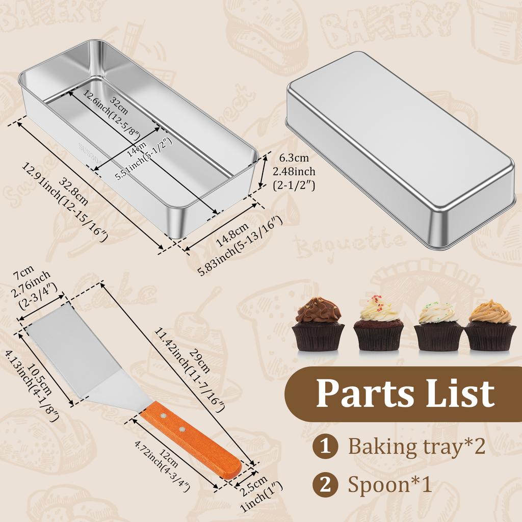 1/2Pc Stainless Steel Baking Pan Tiramisu Cake Baking Tary Easy Release Bread Pan High Temperature Resistant Loaf Tin for Baking