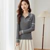 Srcr Women's Classic Turn-down Collar Wool Blend Knit Sweater