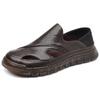 Summer New Men's Comfortable Leather Sandals Solid Color Fashion Casual Soft Sole Hallow Breathable Designer Shoes For Men