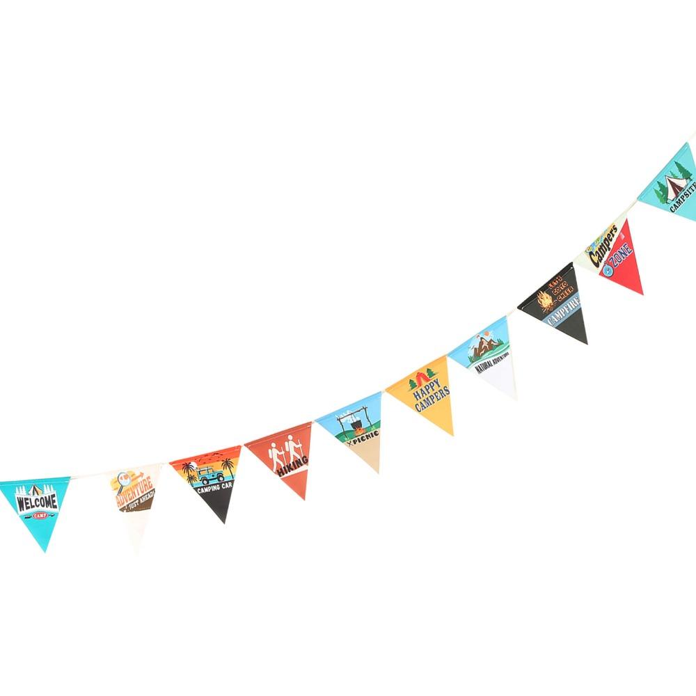 10Pcs/Set 10 Pieces Set Camping String Flag 3 Meter Pennant Decor Pennant Banner  Outdoor Events