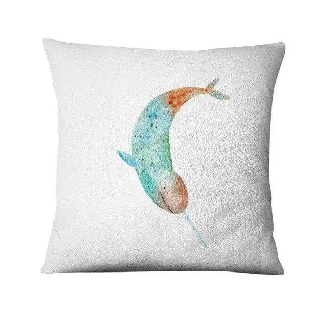 Cartoon Wal Bedruckter Kissenbezug Nordisch Marine Kissen Dekoratives Wohndekor Sofa Überwurf Dekoration