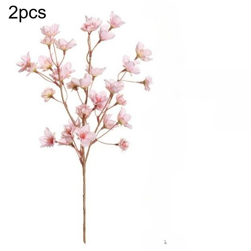 

2pcs Artificial Cherry Blossom Branches Faux Flowers Spring Peach Bouquet Home Wedding Bedroom Garden Table Centerpiece Decor 2pcs рожевий