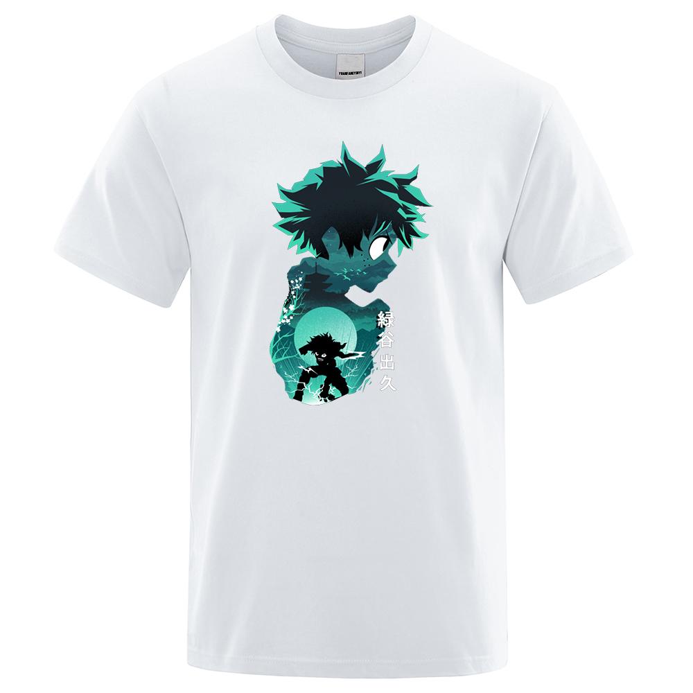 

My Hero Academia Tops Cool Deku Tshirt Hip Hop Korean Sportswear Men Summer Short Sleeve Cool T Shirt Mens T Shirts Fashion XXXXXL белый