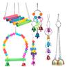 5/6Pcs Bird Cage Toys For Parrots Chewable Hanging Wooden Beads Ball Bell Toys