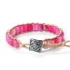 Vintage Bohemian Handmade Hemp Rope Bracelet Imperial Stone Beaded 3D Bead Charm Bangle