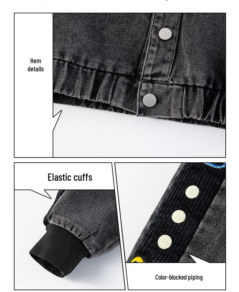 2025 Boys' Fashionable Autumn Denim Outfit - Korean Style Chic Two-Piece Set for Kids