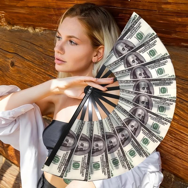 Dollar Bill Print Folding Fan, Creative Gift Fan, Portable Folding Fan, Fun Decorative  Summer Cooling Accessory