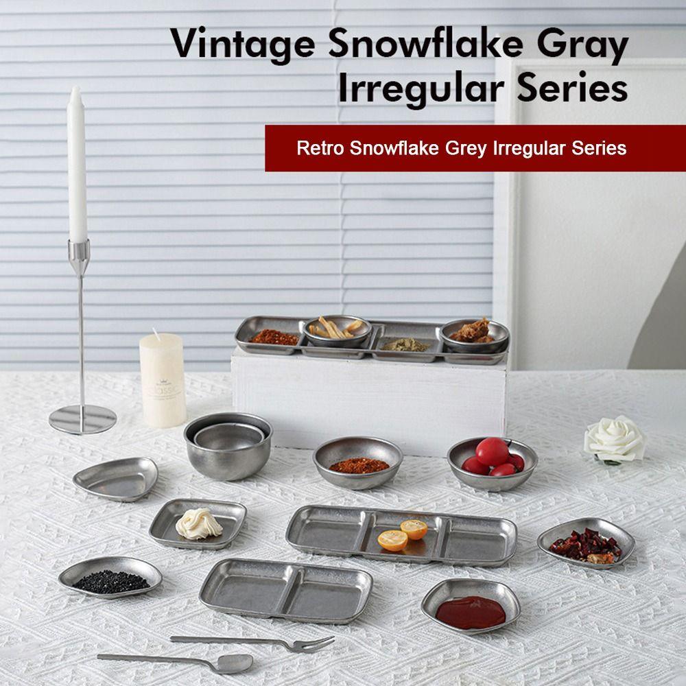 Plato de Cena Multifuncional de Metal Vintage Vajilla Irregular para Huesos Platos Retro para Comida Uso para Cenar