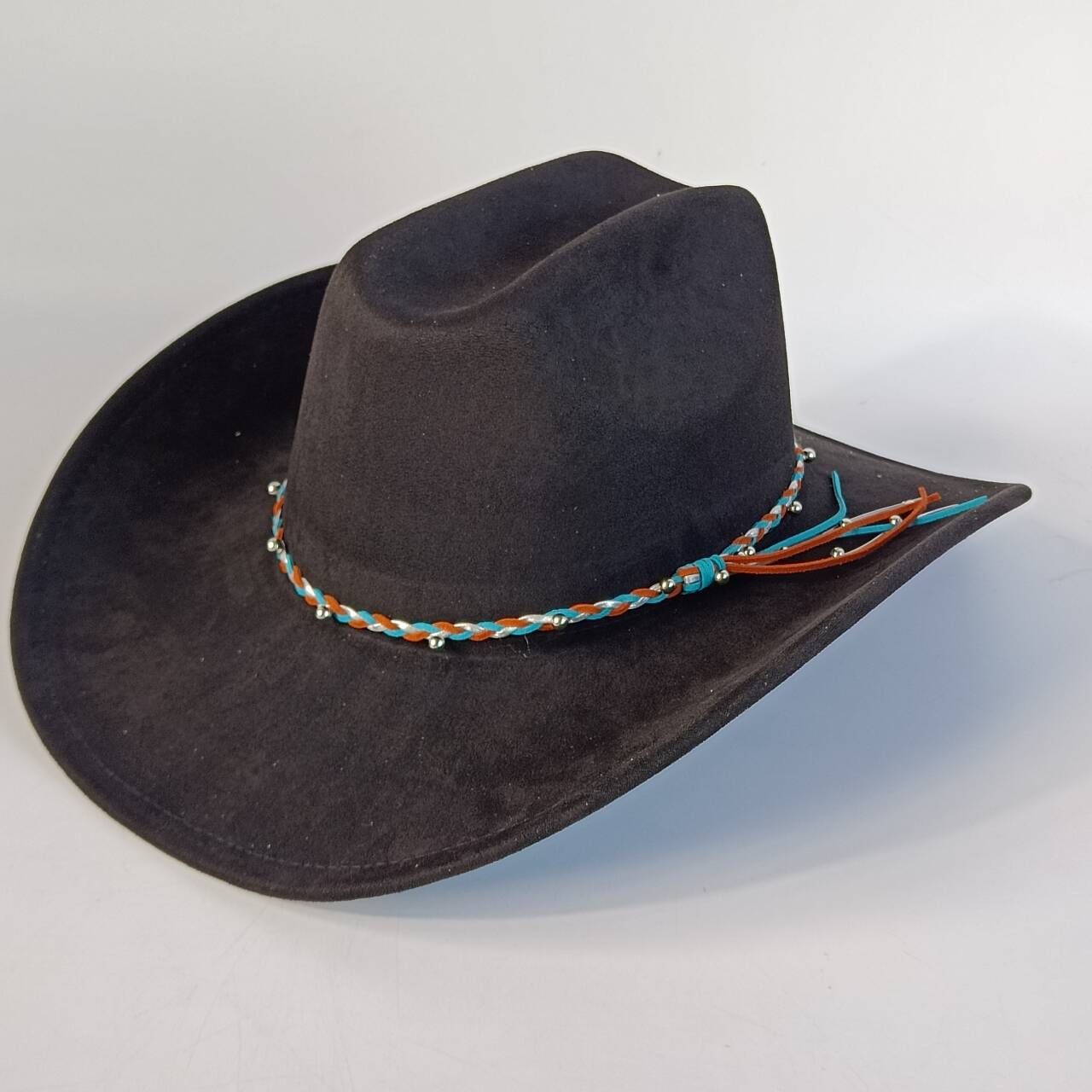 

Western suede cowboy hat stylish men s and women s fedoradecorative belt suede Panama hat perfect for outdoor and holiday M56-58CM