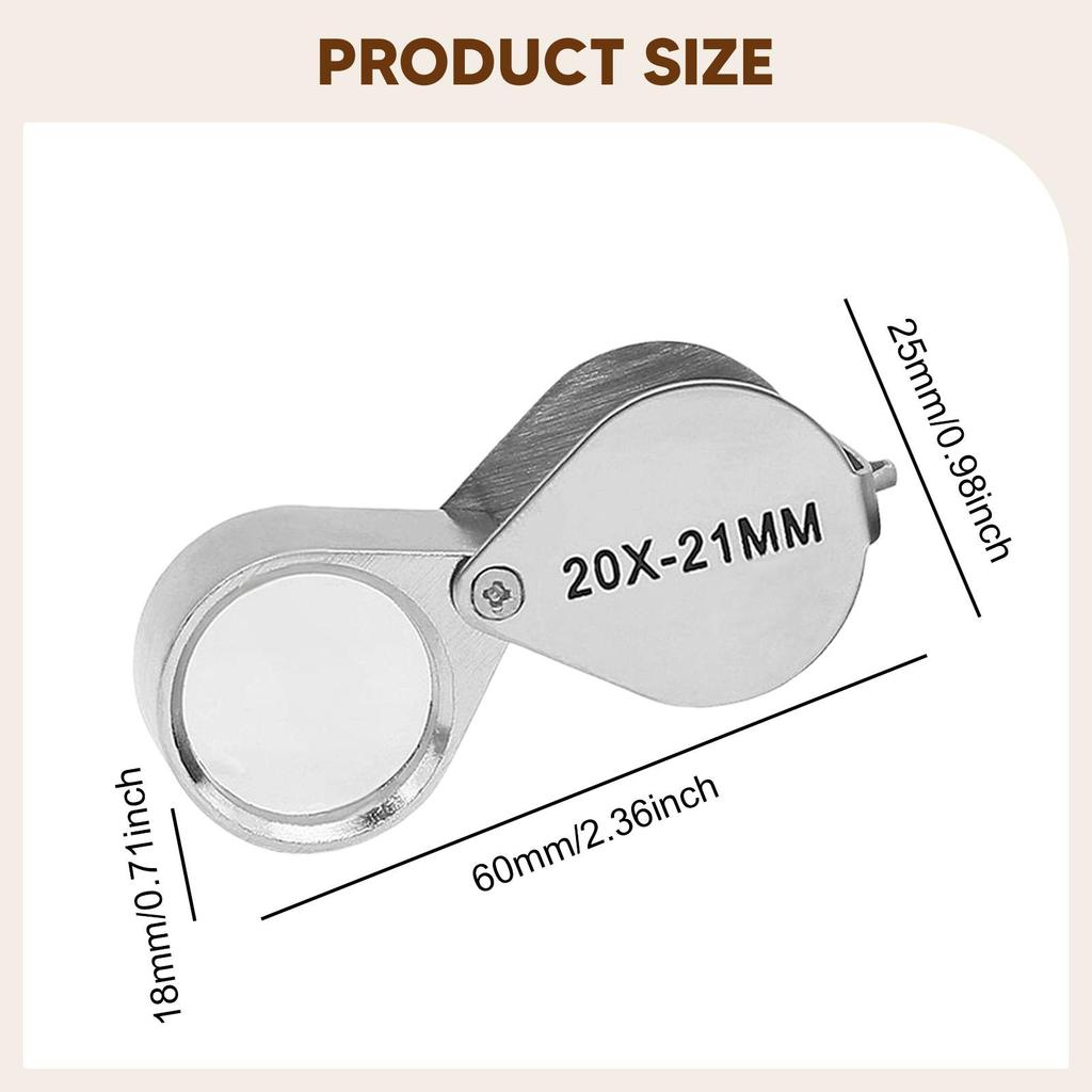 Jeweler Loupe Magnifier Foldable Pocket Handheld Glass Lens Metal Structure Portable and