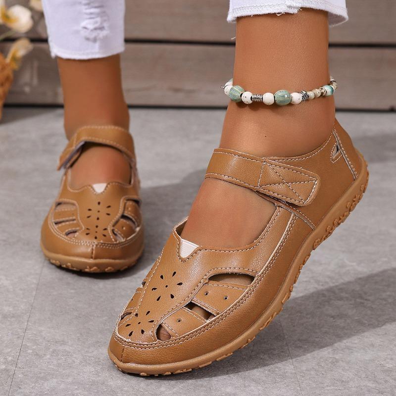Large size 3 bag head sandals women's summer new retro hollow Velcro sandals women's shoes
