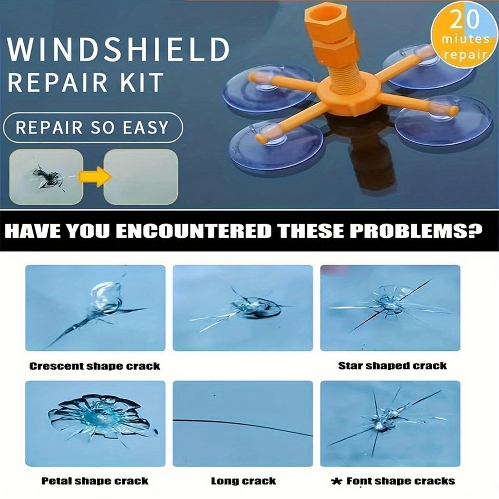 Windshield Repair Kit, Glass Repair Fluid 4pcs Car Glass Repair Kit, Windshield Crack Repair Kit Glass Repair Fluid Quick Fix For Chips, Cracks