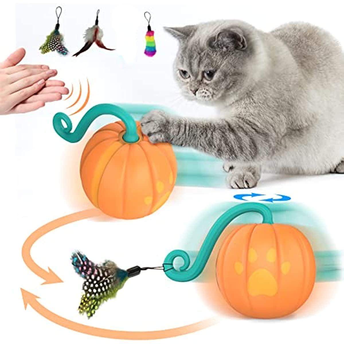 

Интерактивная игрушка для кошек ATUBAN, интерактивные игрушки для кошек для домашних кошек, автоматические катящиеся игрушки для котят для домашних кошек с перьями