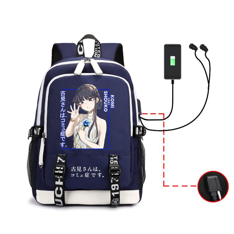 Anime, Kumi Classmate Has Communication Disorder, Cartoon Print Backpack Usb Large-Capacity Student Schoolbag