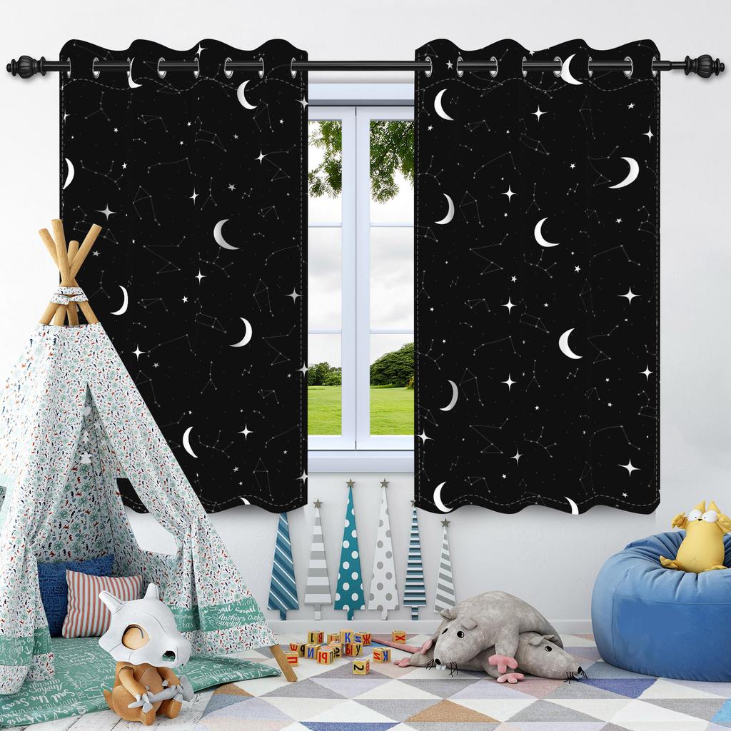 Cosmic Galaxy Planets Blackout Curtains Night Sky Stars Children Bedroom Window Decor Room Darkening Thermal Insulated Drapes