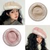 Unisex Beret with Bowknot Painter Hat British Cabbie Hat for Autumn Winter Flat Hat for Daily Wear Cabbie Hat