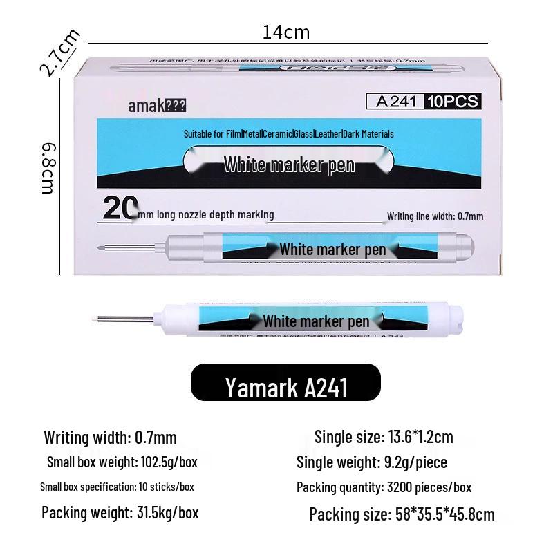Oil-Based White Marker Pen - Fine Tip, Waterproof & Fade-Resistant, Ideal for Greeting Cards, Tires, Glass & More, Non-Erasable.