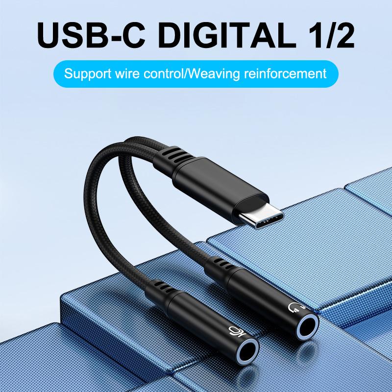 1 Piece For Phone15 16 Usb C Converter 2In1 Type C To Dual 3.5Mm Audio Adapter Dac Voice Microphone Headphone Connector Cable