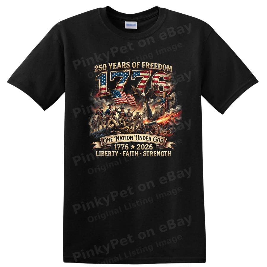1776 250 Years of Freedom Anniversary T Shirt One Nation Under God Tee