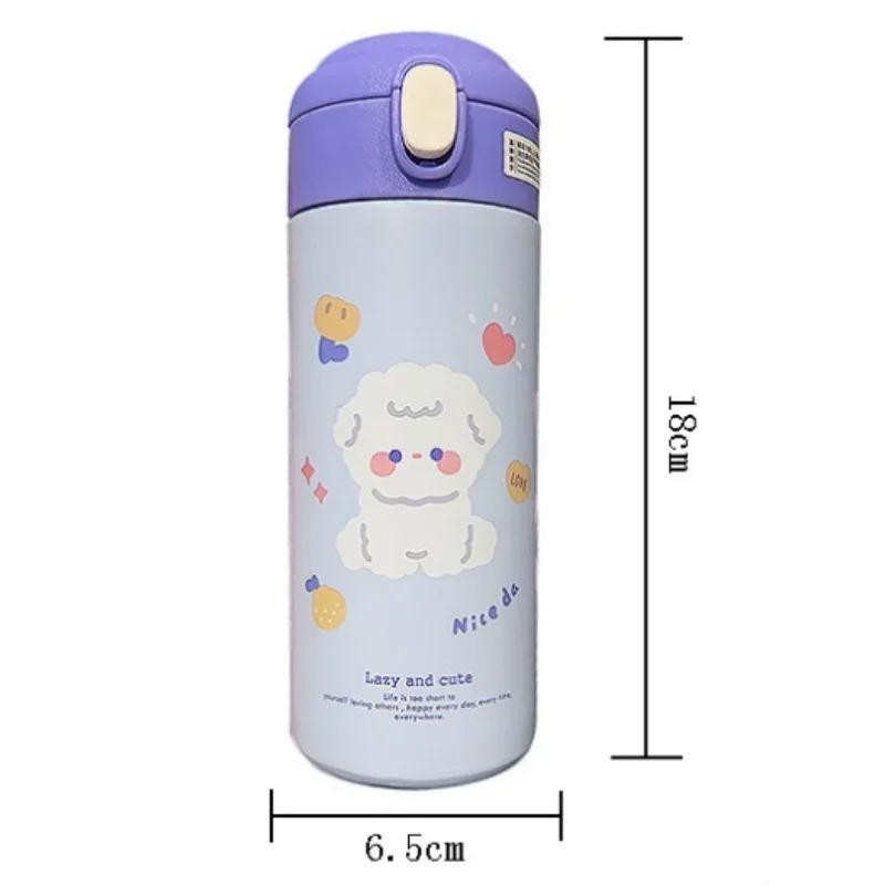 380ml Stainless Steel Thermos Vacuum Flask Creative Straw Cup Cute Thermal Insulation Water Bottle Practical Gift About