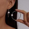 18k real gold electroplated imitation pearl geometric round silver needle earrings simple earrings