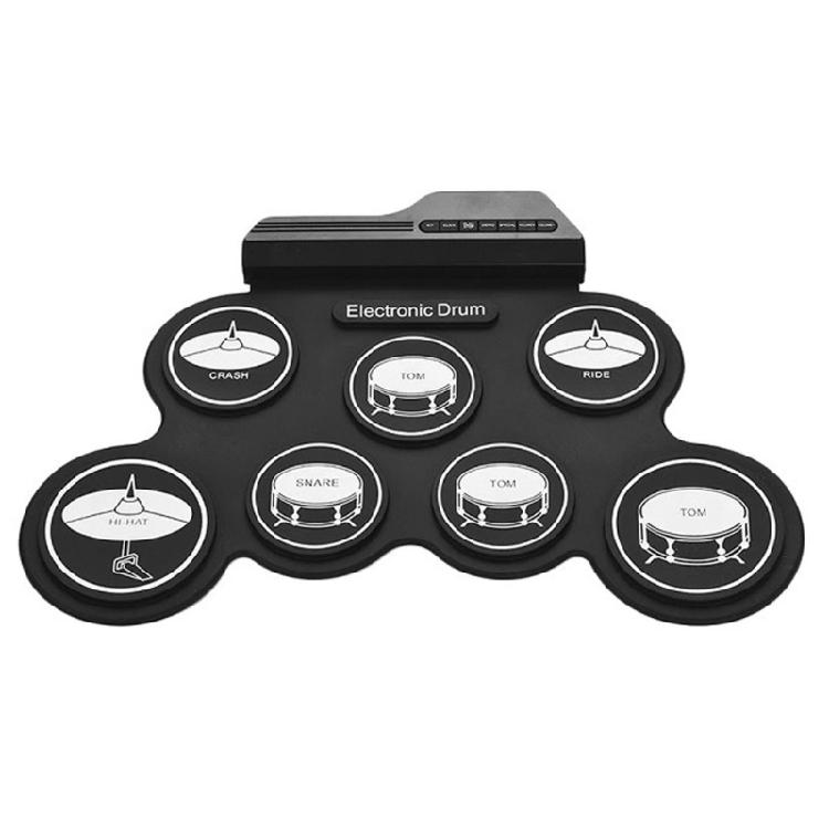 Electronic Drum Set 7 Pads Rolls-up Practice Drum Sets Built-in Speaker Headphone USB Jacks Kits for Kid Adults Beginner