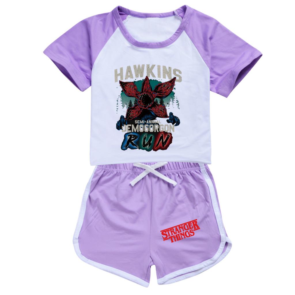 5383 Kinder Jungen Mädchen Demogorgon Print T-Shirt Shorts Sport Trainingsanzug Kleidung Set