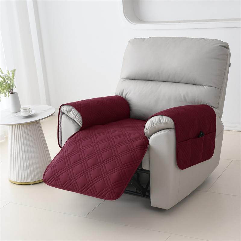 1 Seater Nordic Style Recliner Sofa Seat Covers with Pocket Durable Armchair Protective Case Non-slip Couch Pad for Living Room