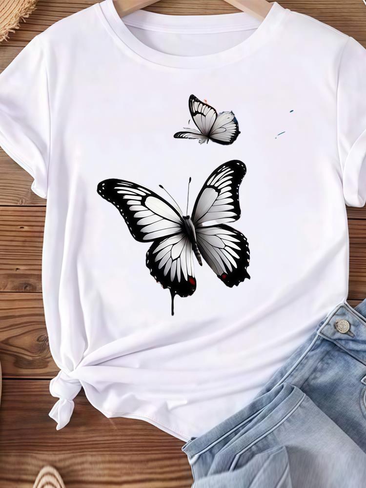 (Asian Size) beach trend 90s Women Tee Top Clothing Casual T Shirt Fashion Printed Lady Female Graphic  Short Sleeve T-shirts