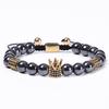 European and American Jewelry, Magnetic Black Magnet Crown Bracelet, Copper Micro Inlaid Zircon, Natural Stone Bracelet, Woven, Adjustable