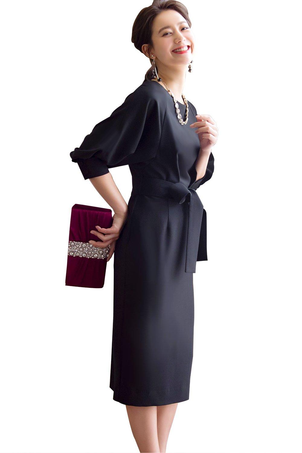 

Louet Balloon Sleeve Dress for Party Below the Large Entrance Kindergarten Graduation Graduation M Black [Louis Boutique] Women, Mrs., Mom, Adult,