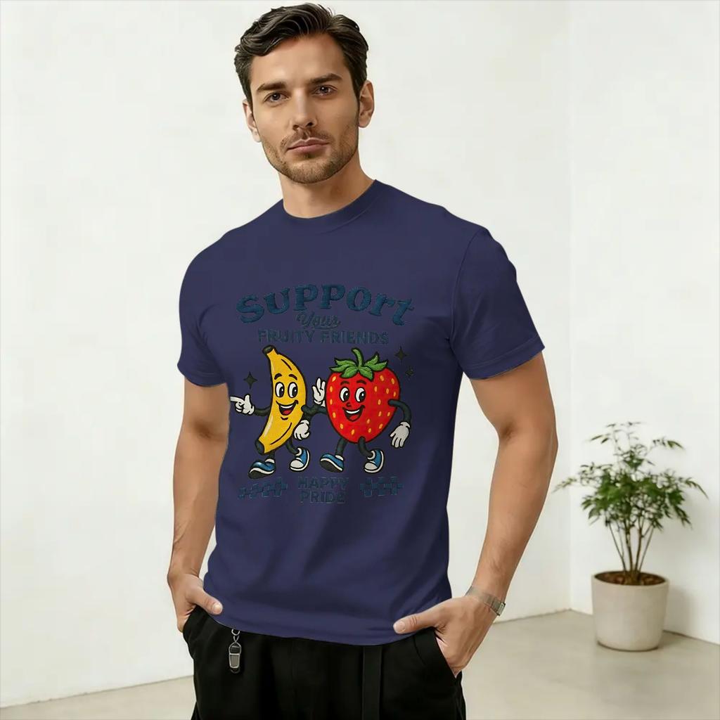 Novelty LGBTQ Support Your Fruity Friends Gay Pride TShirts Unisex O Neck 100 Cotton T Shirt Short Sleeve Tees Plus Size Tops