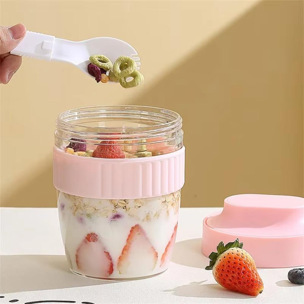 Transparent Breakfast Cup Plastic Oatmeal Cereal Cup Multifunctional Lunch Box  Office