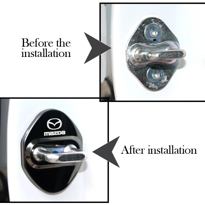 4PCS Stainless Steel Door Lock Protector for Mazda CX-5 CX-30 6 3 2 N Axela CX-4 CX-9 323 626 MS Automotive Supplies