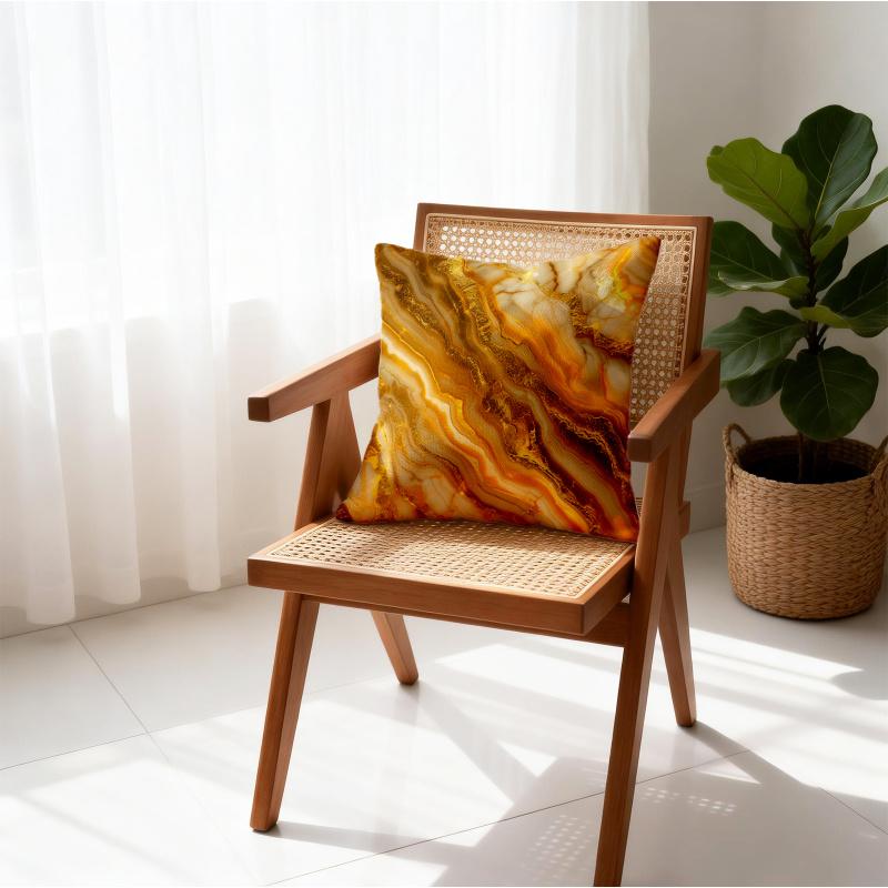 Abstract Gold Vein Marble Throw Pillow Includes Pillow Core 18.18 Inch Soft Non Slip Cushion Case Home Sofa Bedroom Decor Gift