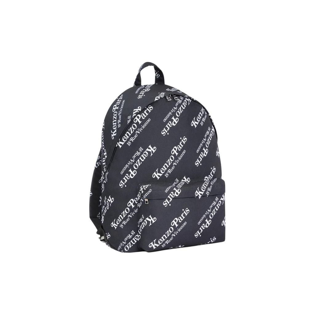 Kenzo Letter Print Zipper Backpack Men Backpacks Black FE55SA513F2399