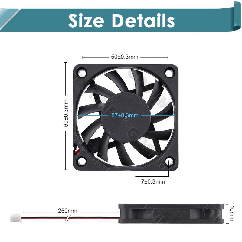 Gdstime 60MM Fan 24V 12V 5V Cooler 60x60x10MM Axial Cooling Fan 6010 Dual Ball Brushless Dupont USB Fan for PC Case CPU Cooling