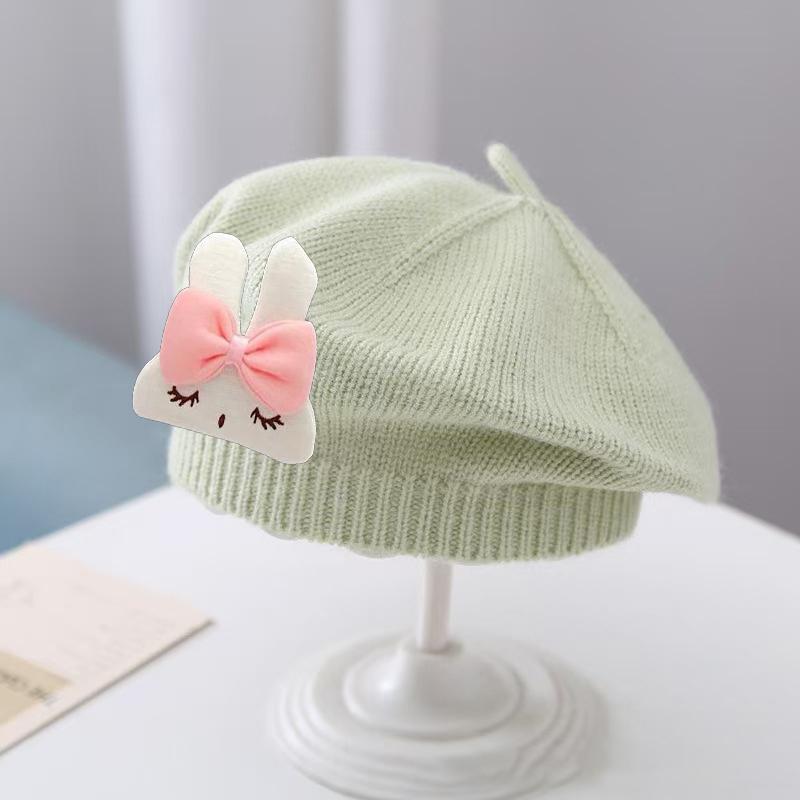 Słodki kreskówka królik dziecko beret czapki miękkie niemowlę maluch beret czapki jesień zima jednolity kolor kapelusz słodkie ciepłe dzieci czapki prezenty