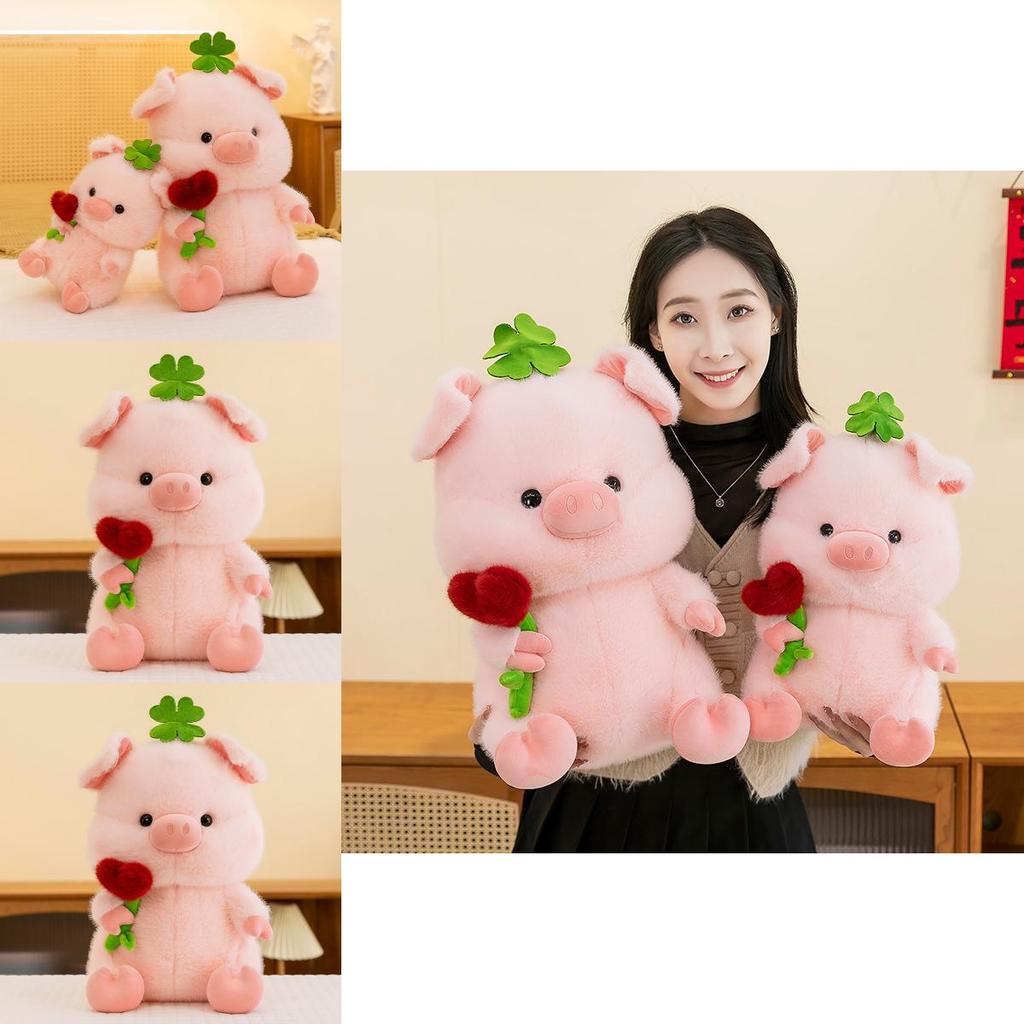 Glücksklee Schwein Plüschtier Mit Rosenstrauß Für Valentinstag Geschenk Für Frauen