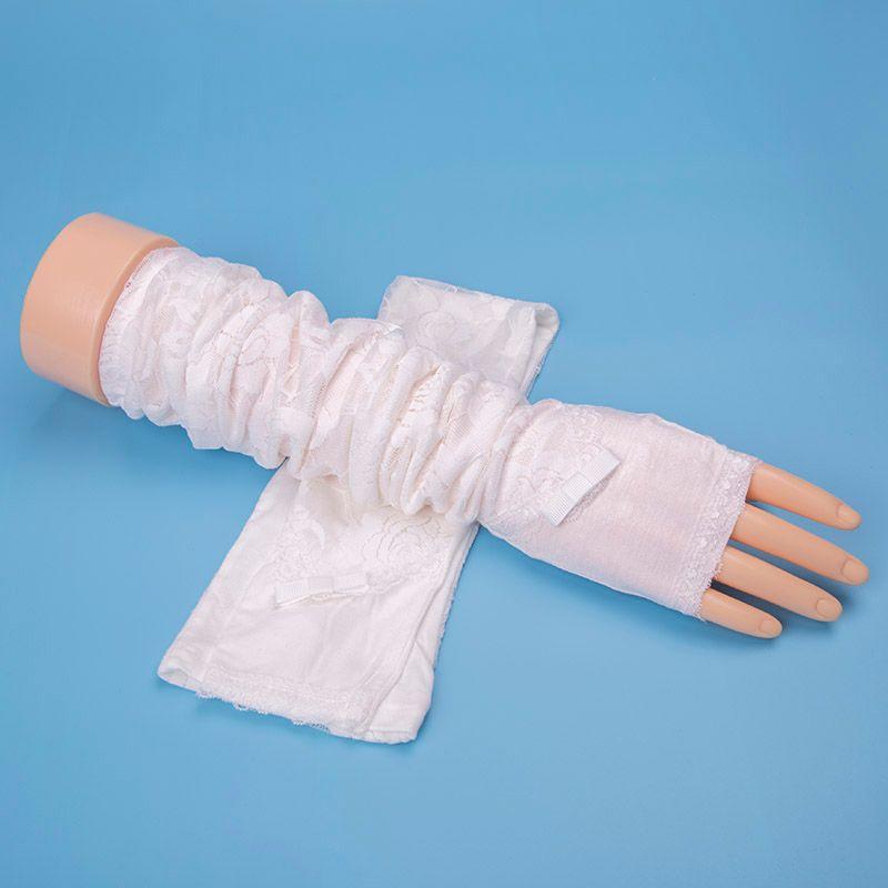 

Солнцезащитные рукава для вождения, защита для рук, женские рукава из ледяного шелка, летняя защита от УФ-лучей, тонкие кружевные солнцезащитные перчатки, милые длинные Big White(Long single Bows) All yards