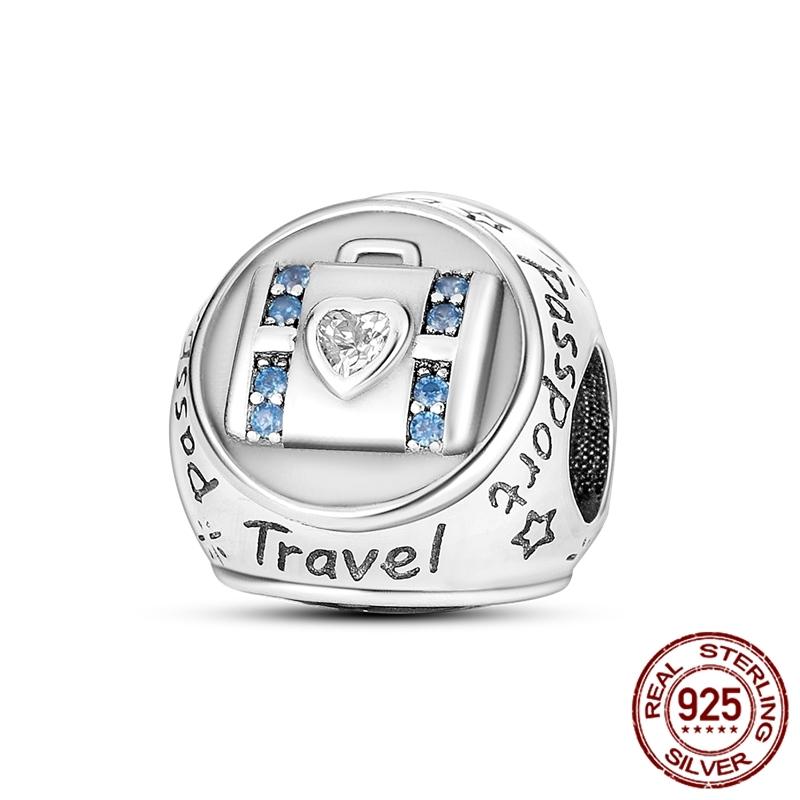 Copper Earth Airplane Globe Travel Dangle Pendants Charms Beautiful Bead Fits Genuine Bracelets Necklaces Jewellery Women