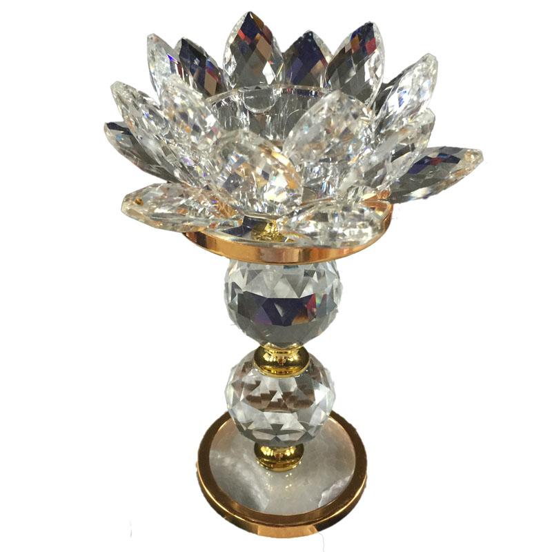 High Pillar Crystal Lotus Candlestick, Butter Lamp Holder, Interior Decoration, Used for Buddha Lamps, Prayers, Buddha Utensils