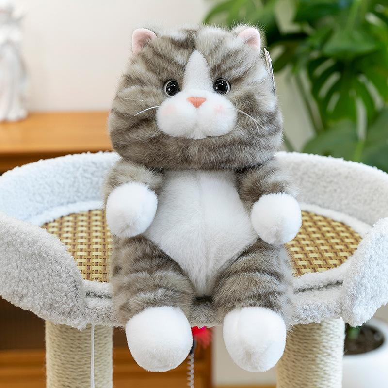 Cute Orange Juice Cat Plush Toys for Children's Birthday Gift Striped Cat Claw Machine Floor Push Gift