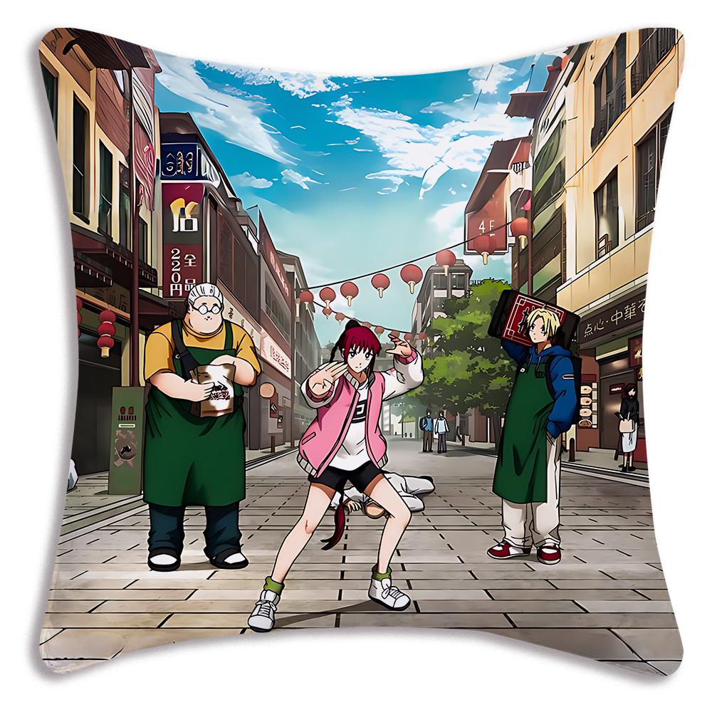 Anime Sakamotos Days Pillow Covers Cartoon Sofa Decorative Home Double-sided Printing Short Plush Cute Cushion Cover