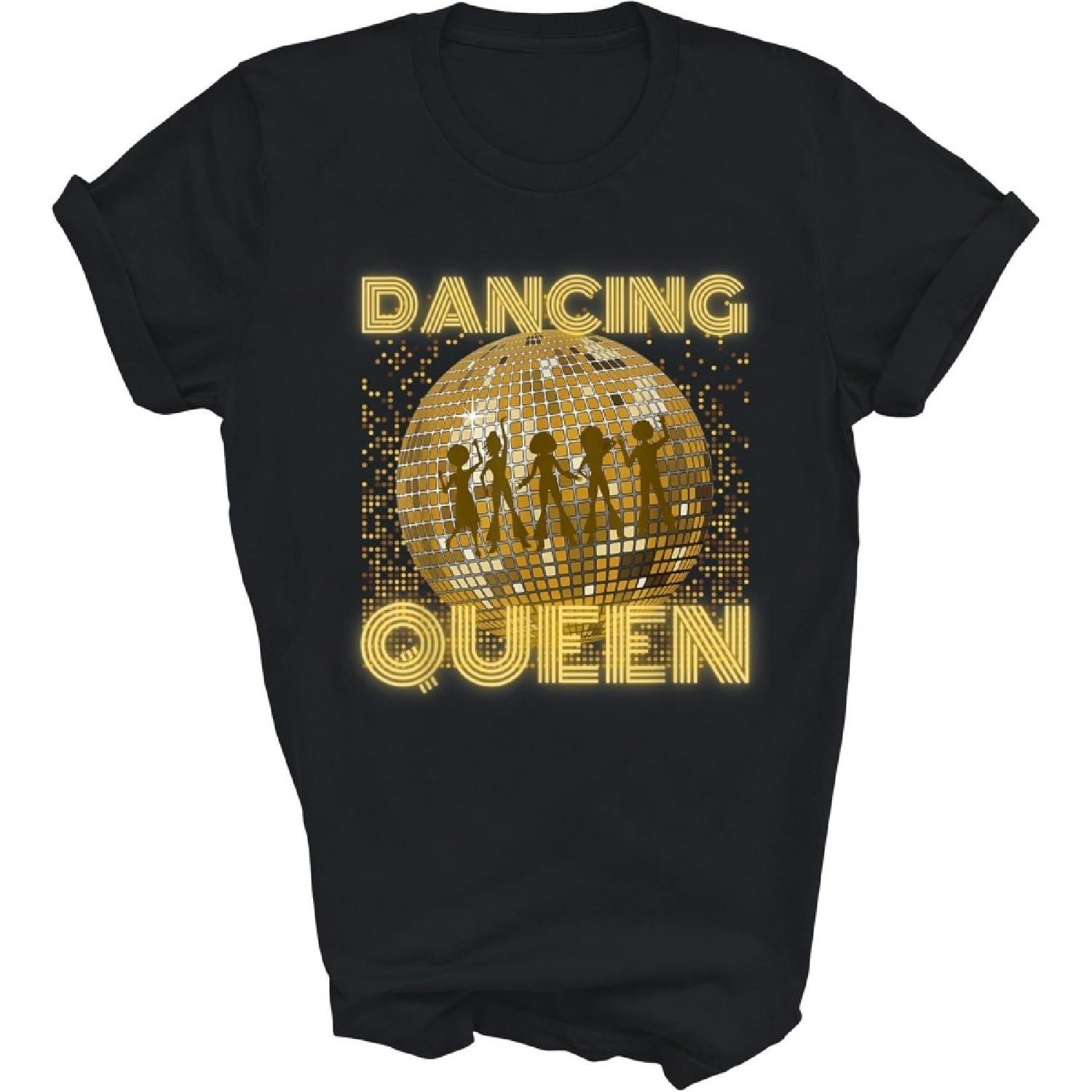 

HOGOTOCLUB Dancing Queen Vintage Dancer 70s 80s 90s Disco Dance Unisex Shirt Gift Women Men T-Shirt (Black;XL) XXXXXL чорний