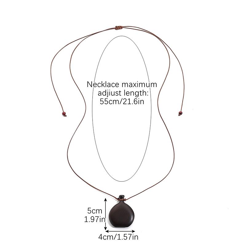 1PC Flask Pendant Parties Wooden Fashion Long Necklace Daily Wear Jewelry for Women Elegant Adjustable Vintage Ethnic